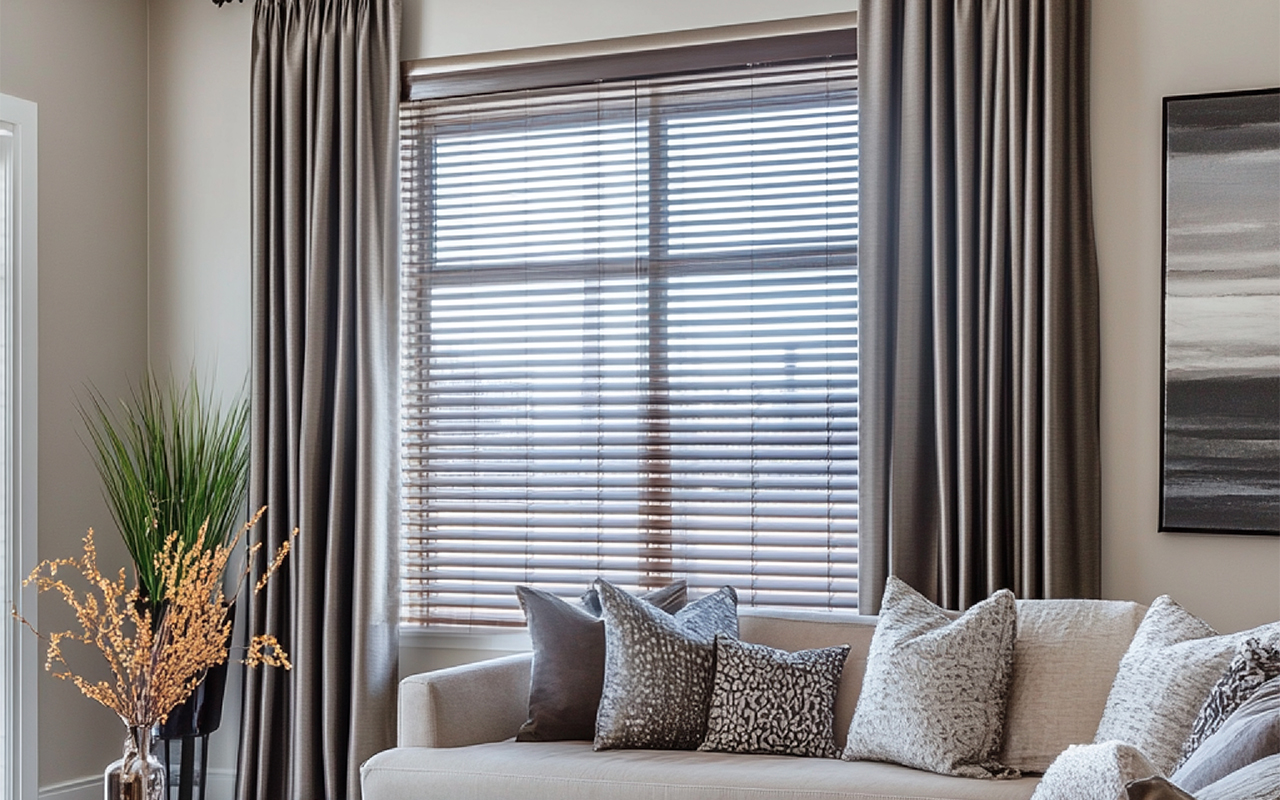 Ambiente corporativo com persianas rolô